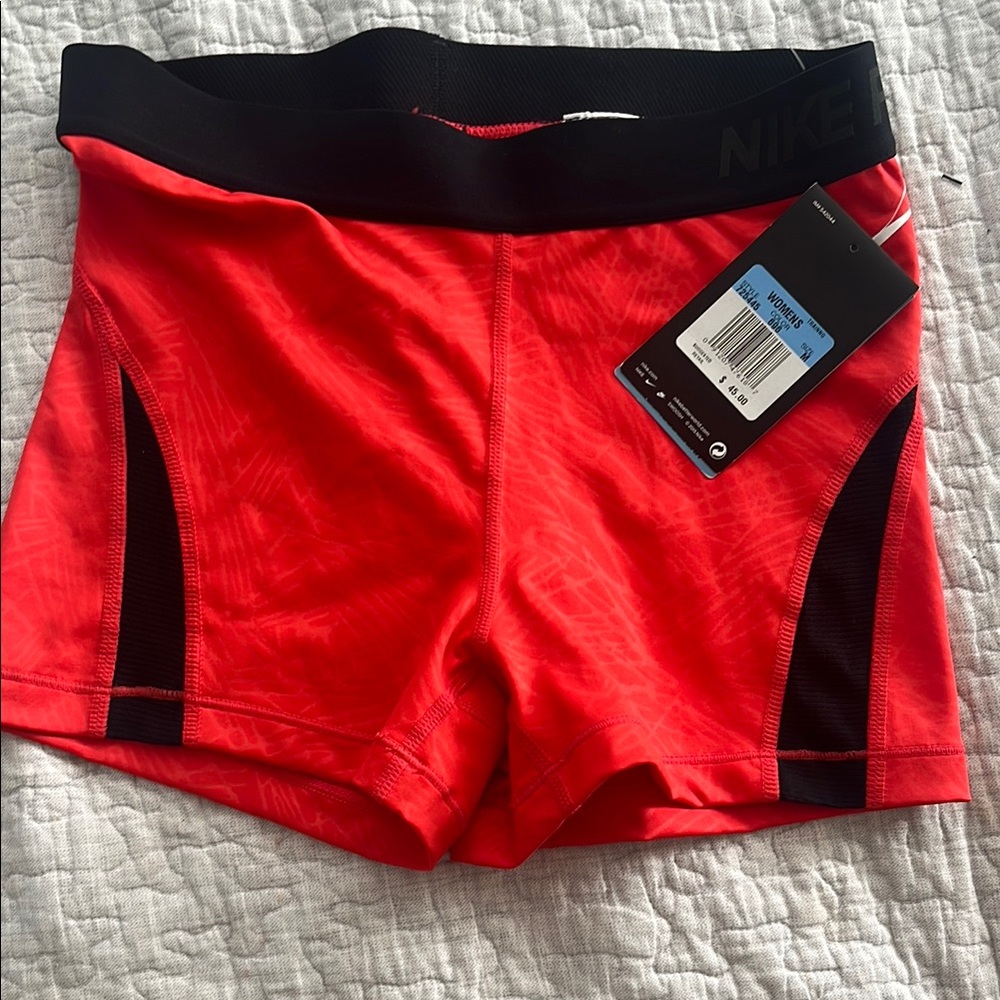 Nike Red and Black Athletic Shorts Moisture-Wicking Performance